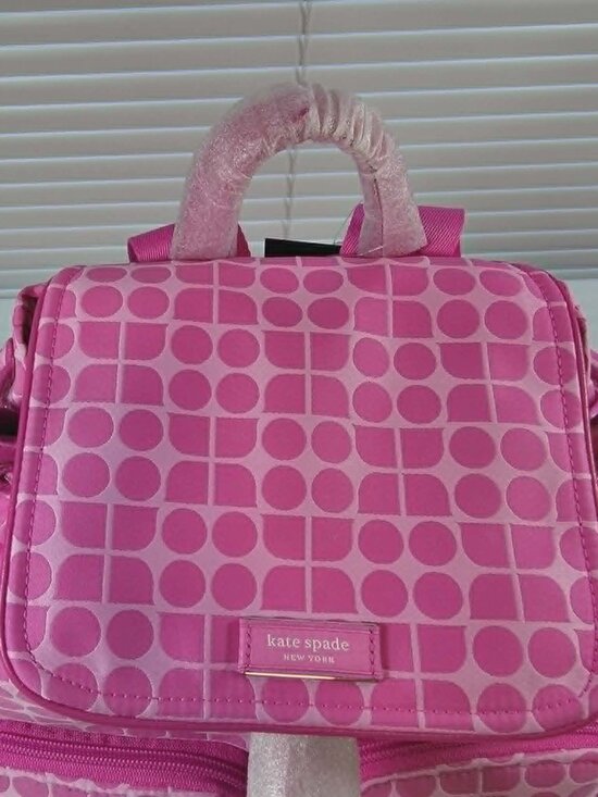 KATE SPADE NOEL JACQUARD BACKPACK PINK VIVID SNAPDRAGON KG241 W/DUST BAG NWT